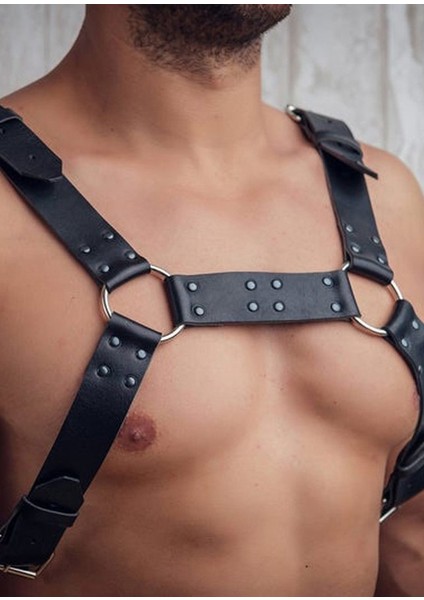 Angels Passion Erkek Deri Fantazi Göğüs Harness - Apftm8