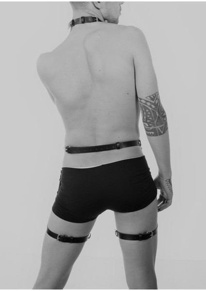 Angels Passion Deri Erkek Jartiyer Harness Fantazi Giyim - APFTM34 görsel 6