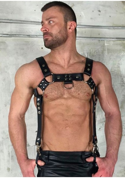 Angels Passion Pantolon Askılı Deri Erkek Harness - APFTM23