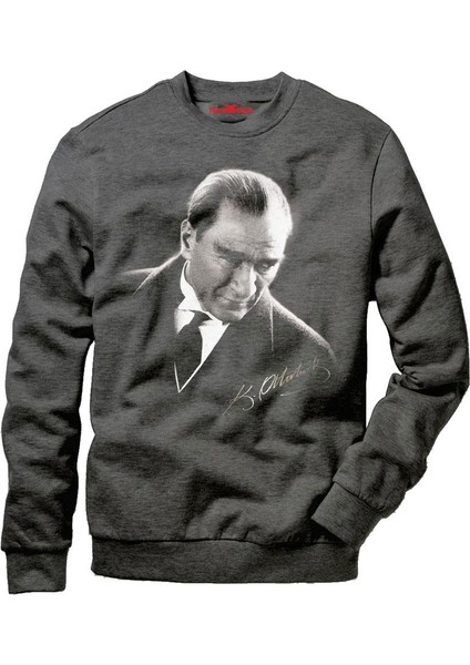 Atatürk Portre Erkek Uzun Kollu Bisiklet Yaka Sweatshirt fiyatları