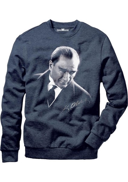 Atatürk Portre Erkek Uzun Kollu Bisiklet Yaka Sweatshirt modelleri