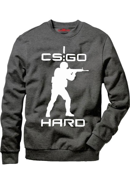 Csgo Hard Erkek Uzun Kollu Bisiklet Yaka Sweatshirt