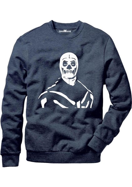 Fortnite Skull Trooper Füme Erkek Uzun Kollu Bisiklet Yaka Sweatshirt modelleri