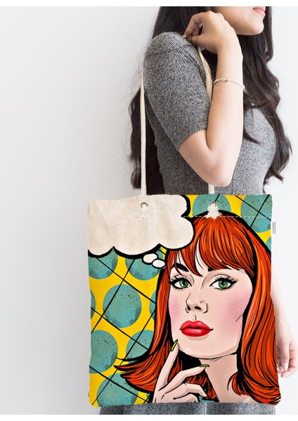 Pop Art Resimli Dijital Baskılı Fermuarlı Modern Kumaş Çanta fiyatları