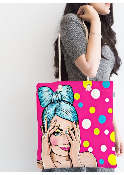 Pop Art Dijital Baskılı Fermuarlı Modern Kumaş Çanta fiyatları