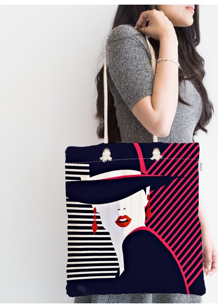 Mujer Estilo Icon Tasarımlı Dijital Baskılı Fermuarlı Kumaş Çanta fiyatları