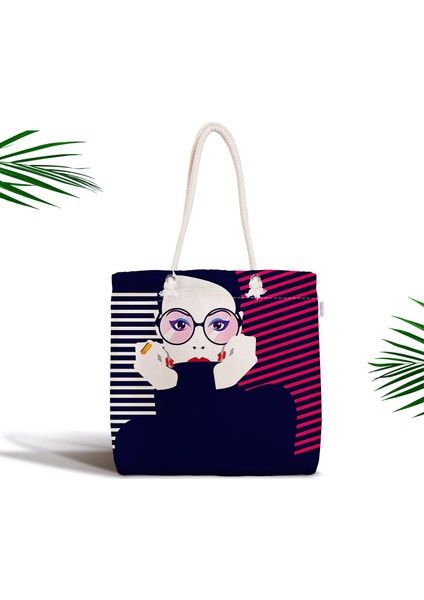 Icon Women Özel Tasarımlı Dijital Baskılı Fermuarlı Kumaş Çanta