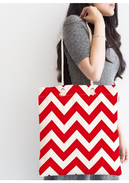 Modern Zigzag Desenli Dijital Baskılı Fermuarlı Modern Kumaş Çanta fiyatları