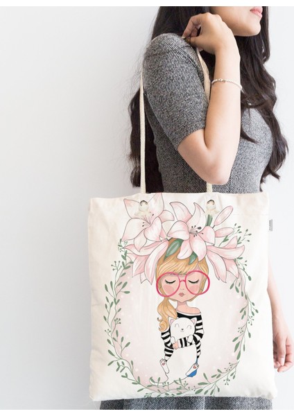 Fashion Girl Dijital Baskılı Modern Fermuarlı Kumaş Çanta fiyatları