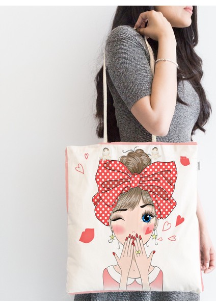Fashion Girl Dijital Baskılı Modern Fermuarlı Kumaş Çanta fiyatları