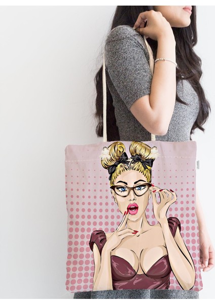 Fashion Girl Dijital Baskılı Modern Fermuarlı Kumaş Çanta fiyatları