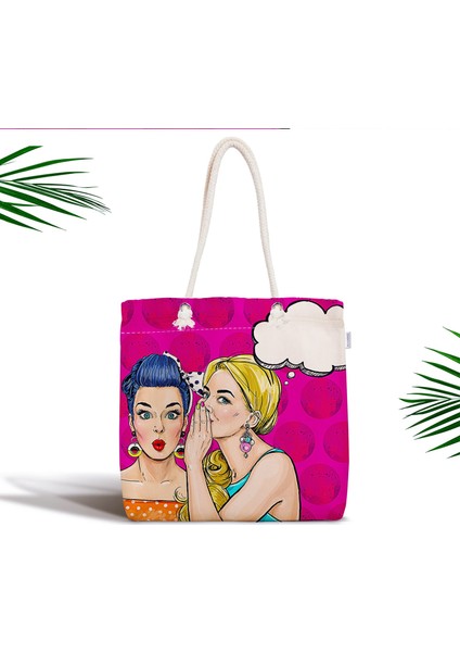 Fashion Girl Dijital Baskılı Modern Fermuarlı Kumaş Çanta