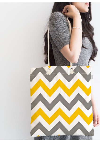 Zigzag Desen Dijital Baskılı Fermuarlı Modern Kumaş Çanta fiyatları