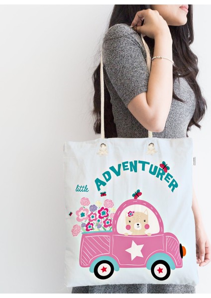 ittle Adventure Dijital Baskılı Fermuarlı Kumaş Çanta