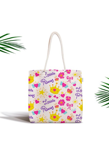 Little Princess Dijital Baskılı Fermuarlı Modern Kumaş Çanta
