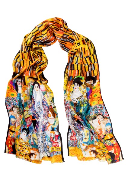 İpek Fular Klimt Mix2 165 Sarı - Beyaz