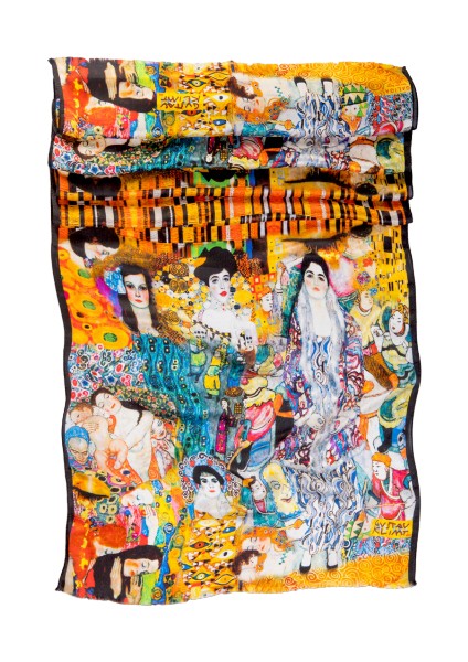 İpek Fular Klimt Mix2 165 Sarı - Beyaz