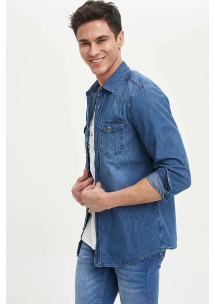 Çift Cepli Jean Gömlek N2221AZ20SP