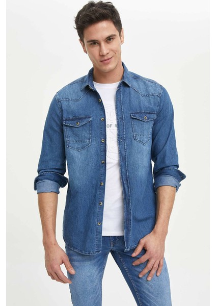 Çift Cepli Jean Gömlek N2221AZ20SP
