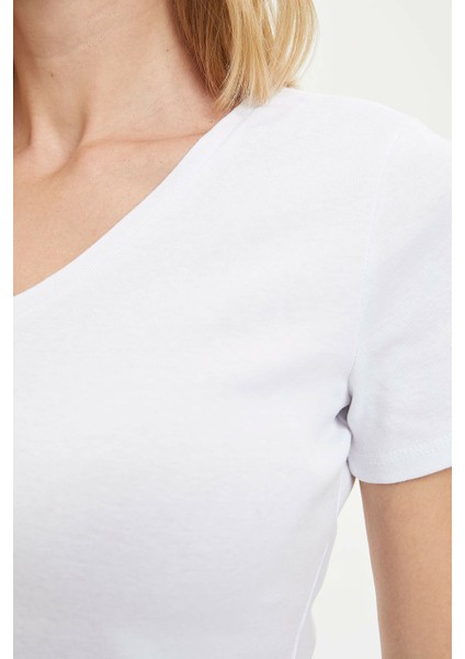 Slim Fit V Yaka Basic Kısa Kollu Tişört I1080AZ20SP