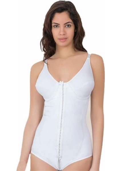 2871 Balenli Agraflı Toparlayıcı Body Korse Beyaz