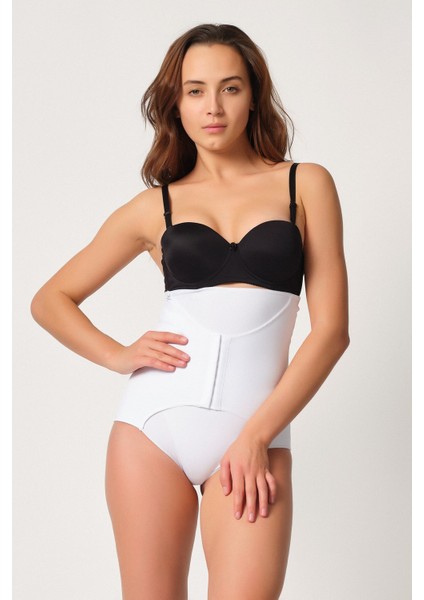 2932 Yelek Agraflı Lazer Slip Korse Beyaz