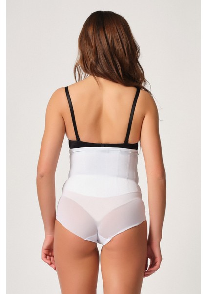 2945 Tül Karyokalı Lazer Slip Korse Beyaz modelleri