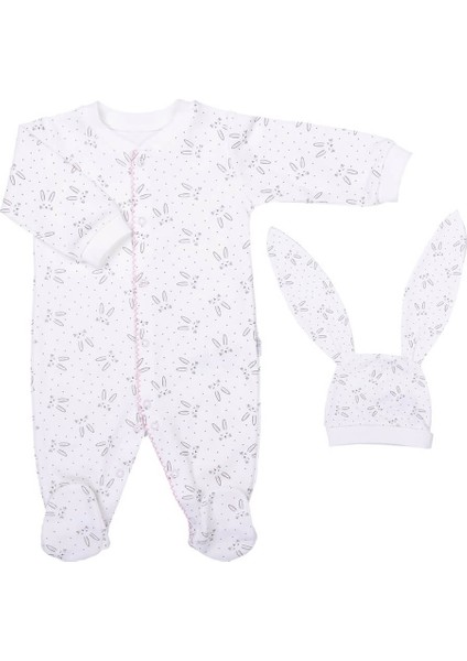 Organik Rabbit Şapkalı Bebek Tulumu S78749 0 Ay