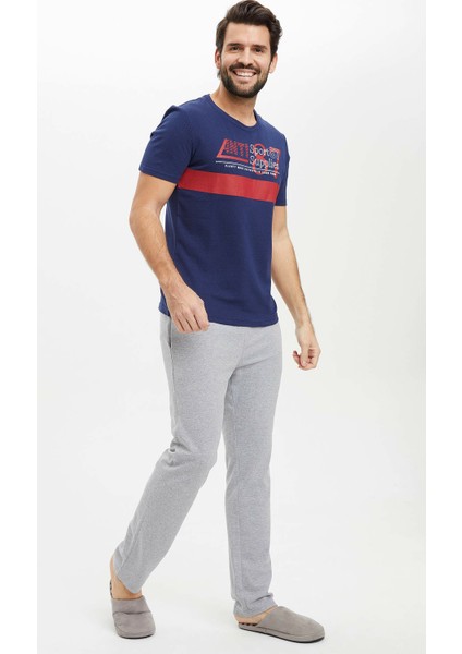 Erkek Slim Fit Kısa Kollu Pijama Takımı