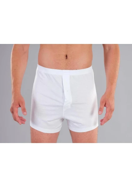 0401-5 Erkek 5 Li Penye Boxer Şort Beyaz