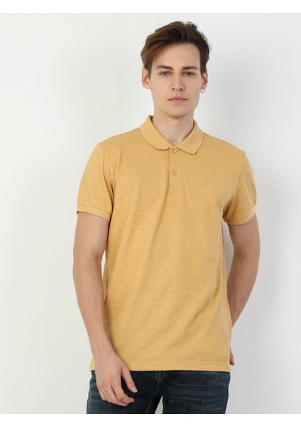 Colins Regular Fit Polo Yaka Erkek Sarı Polo Kısa Kol