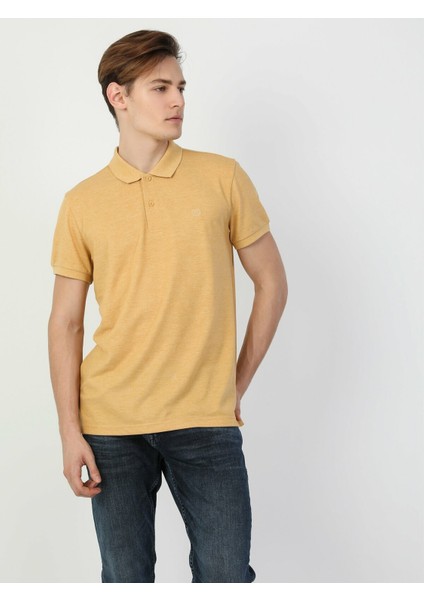 Colins Regular Fit Polo Yaka Erkek Sarı Polo Kısa Kol modelleri