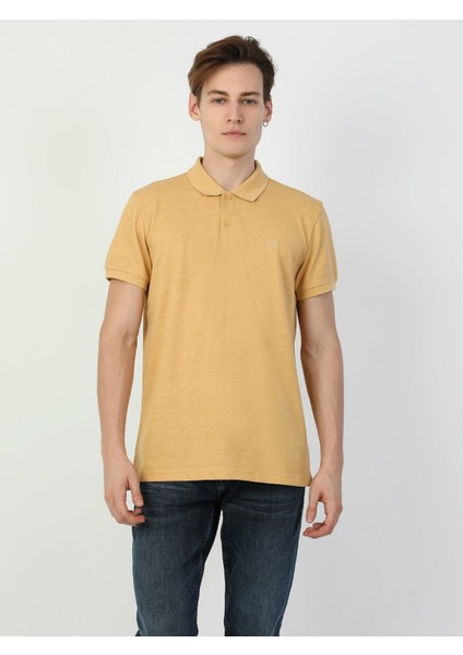 Colins Regular Fit Polo Yaka Erkek Sarı Polo Kısa Kol fırsatları