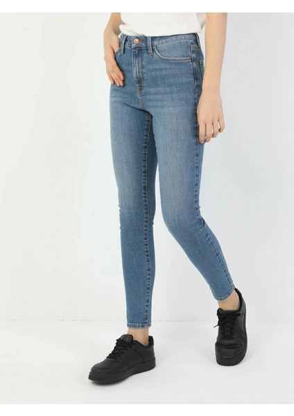 Colins 760 DIANA Yüksek Bel Dar Paça Super Slim Fit Mavi Kadın Jean Pantolon