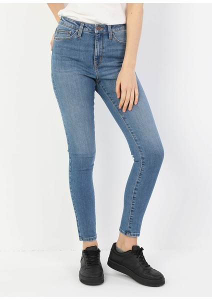 Colins 760 DIANA Yüksek Bel Dar Paça Super Slim Fit Mavi Kadın Jean Pantolon