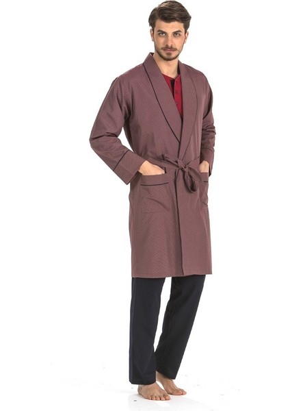 5 Li Uzun & Şortlu Pijama Robdöşambır Bordo Damat Çeyiz Seti 5560