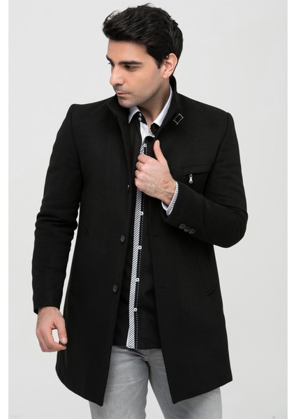 PLT8367 DEWBERRY ERKEK PALTO-SİYAH