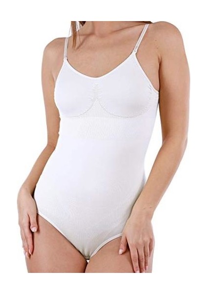 9016 Korsajlı Çıtçıtlı Korse Body Beyaz