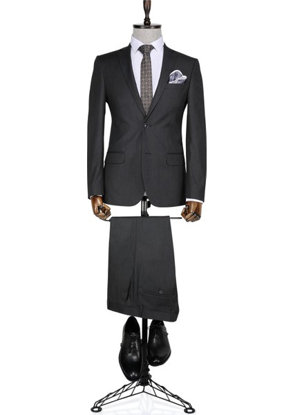 Slim fit Füme Erkek Takım Elbise