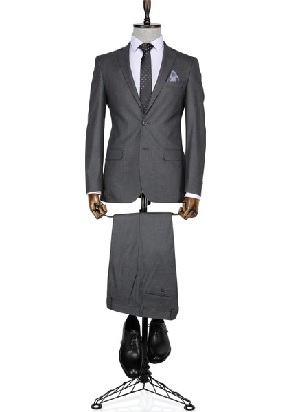 Slim fit Gri Erkek Takım Elbise