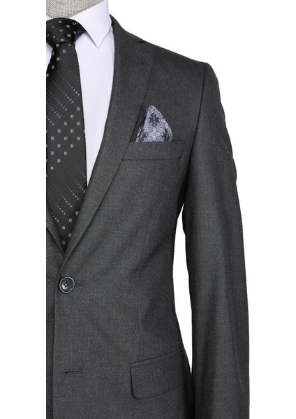 Slim fit Gri Erkek Takım Elbise
