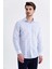 Erkek Kareli Slim Fit Mavi Gömlek 3
