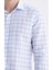 Erkek Kareli Slim Fit Mavi Gömlek 5