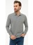 Erkek Gri Melanj Slim Fit Polo Yaka Sweatshirt 50226541-VR086 1