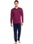 8547 Jakarlı V Yaka Erkek Pijama Takım Bordo XL 1