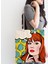 Pop Art Resimli Dijital Baskılı Fermuarlı Modern Kumaş Çanta 2