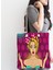 Fuşya Puanlı Popart Desenli Fermuarlı Modern Kumaş Çanta 2