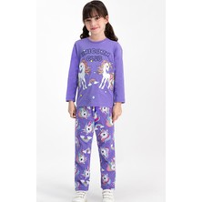 RolyPoly Unicorn Club Mor Kız Çocuk Pijama Takımı