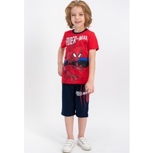 Marvel Spider-Man Lisanslı Kırmızı Erkek Çocuk Kapri Takım