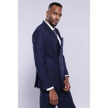 Wessi Kruvaze Lacivert Slim Fit Takım Elbise